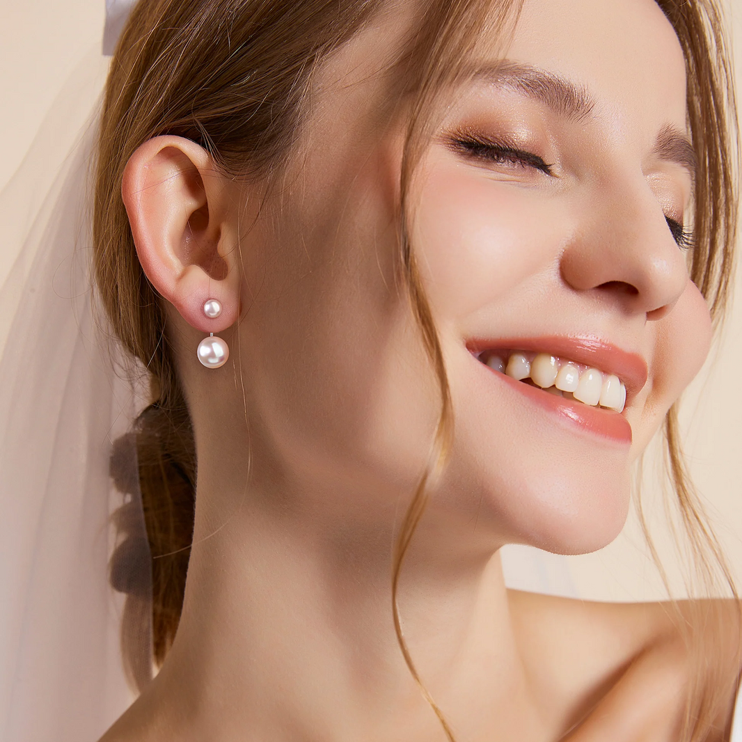 pearl hook earrings, bridal pearl earrings