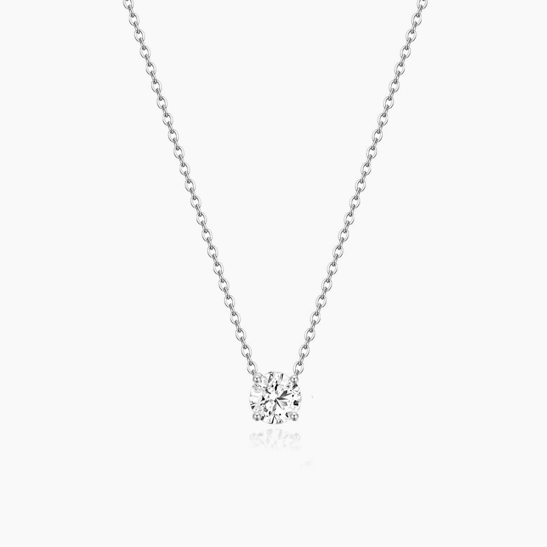 solitaire necklace for women, sterling silver necklace, silver gemstone necklace, cubic zirconia necklace, 0.5 ct cubic zirconia stones