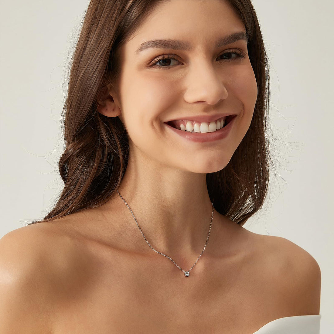 solitaire necklace for women, sterling silver necklace, silver gemstone necklace, cubic zirconia necklace, cz necklace, dainty necklace