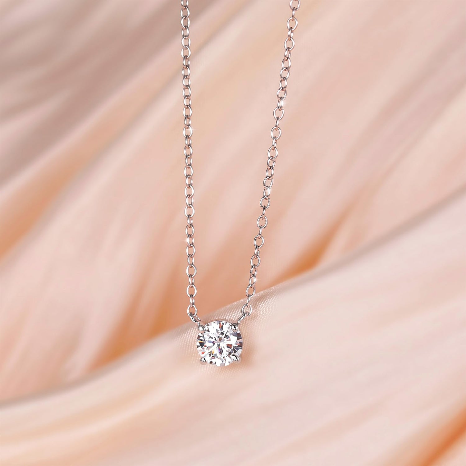 solitaire necklace for women, sterling silver necklace, silver gemstone necklace, cubic zirconia necklace, cz necklace, dainty necklace