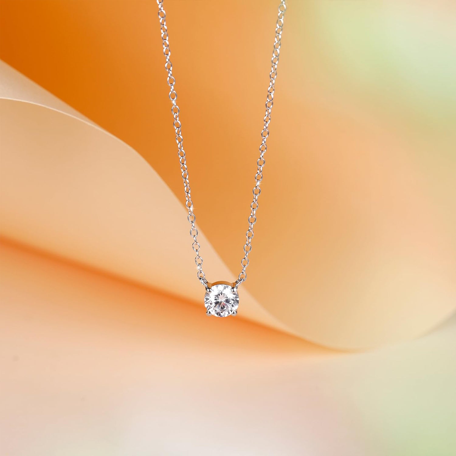 solitaire necklace for women, sterling silver necklace, silver gemstone necklace, cubic zirconia necklace, cz necklace, dainty necklace