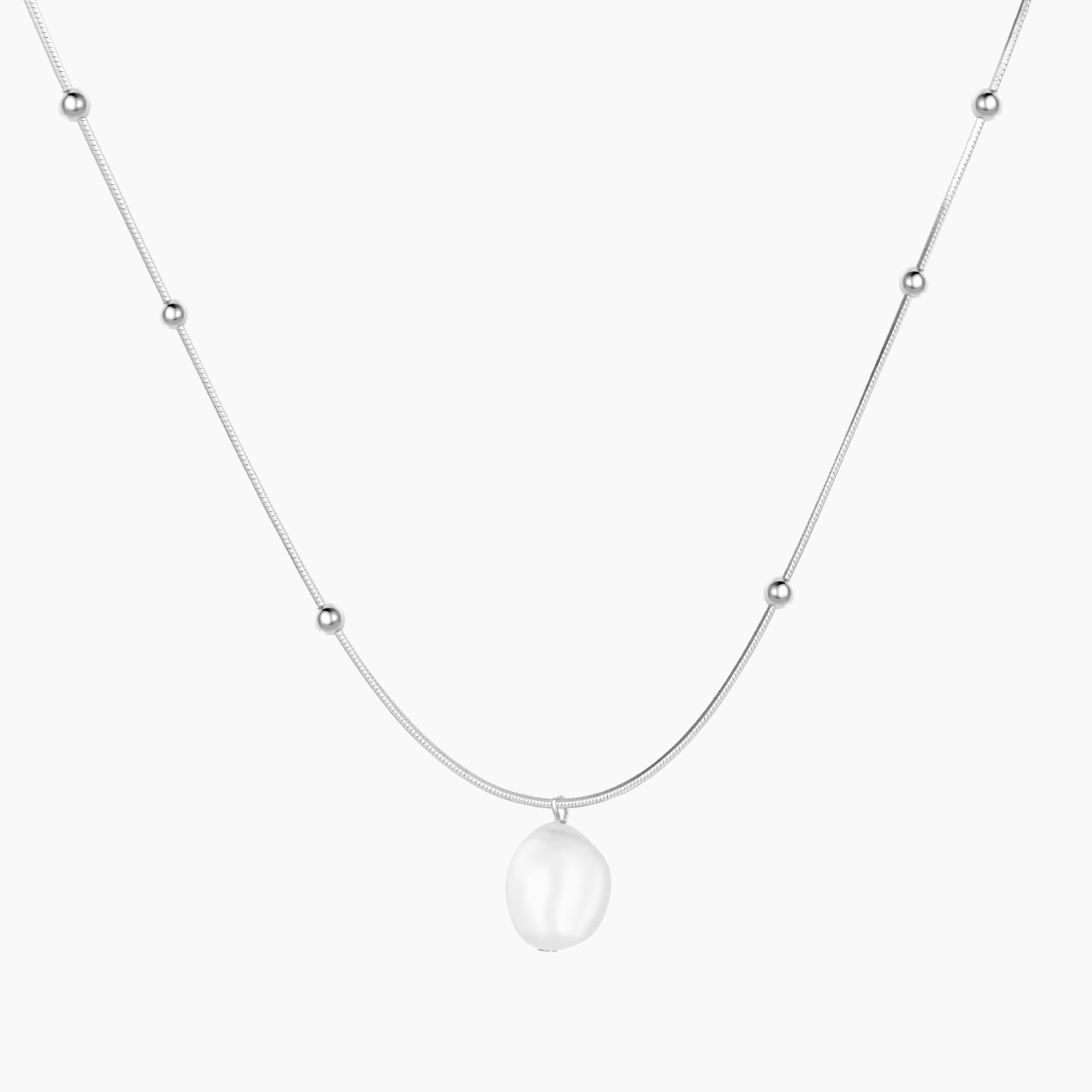 silver pearl necklace, baroque pearl, fesh water pearl necklace, necklace with pearl drop, pearl drop neckace