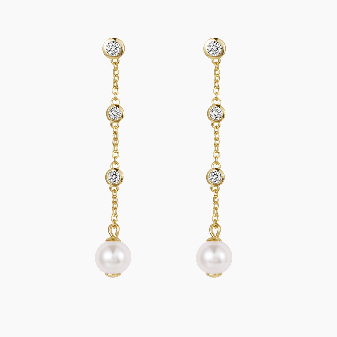 gold pearl drop earrings, pearl dangle earrings, cz pearl earrings, silver pearl earrings