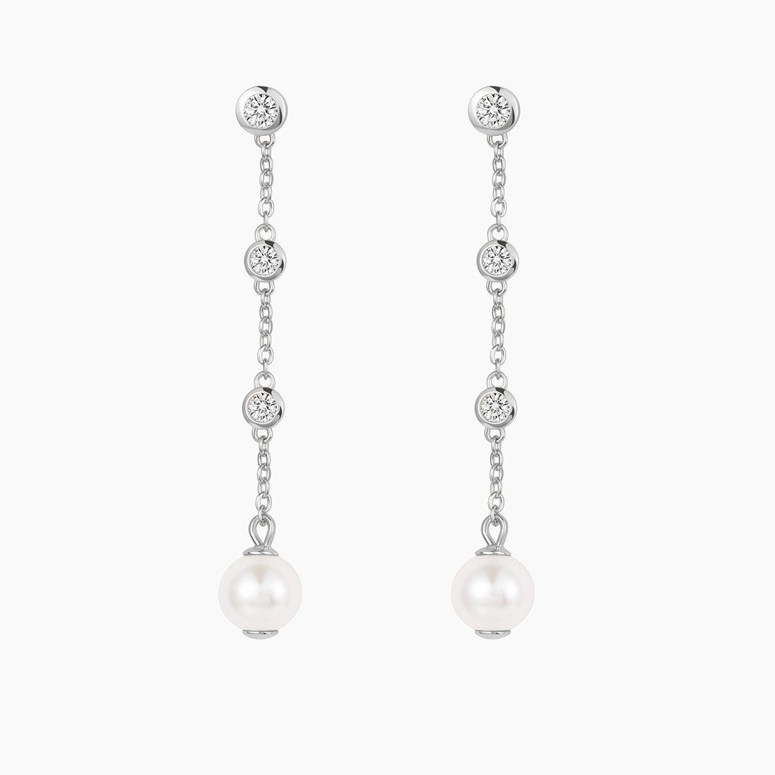 silver pearl earrings, pearl dangle earrings, s925 dangle earrings, earrings with pearl drops, cz stones