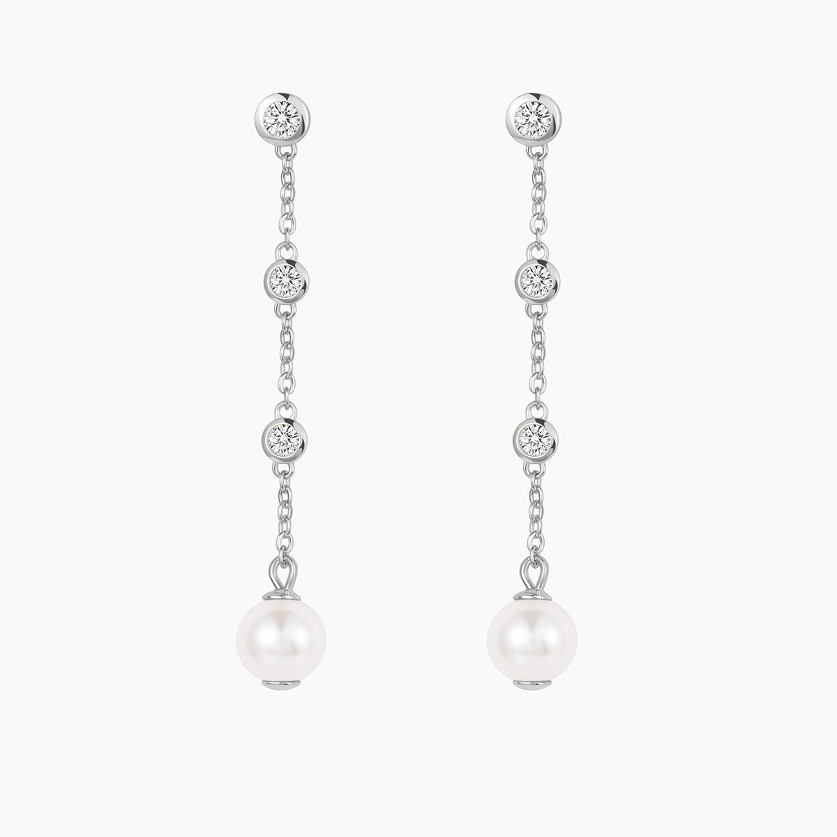 silver pearl earrings, pearl dangle earrings, s925 dangle earrings, earrings with pearl drops, cz stones