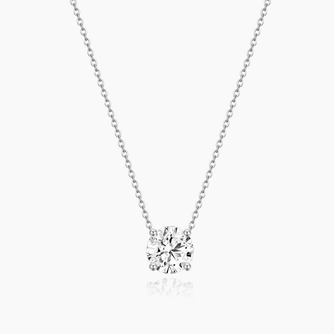 solitaire necklace for women, sterling silver necklace, silver gemstone necklace, cubic zirconia necklace, cz necklace, dainty necklace, 1 ct cz stones