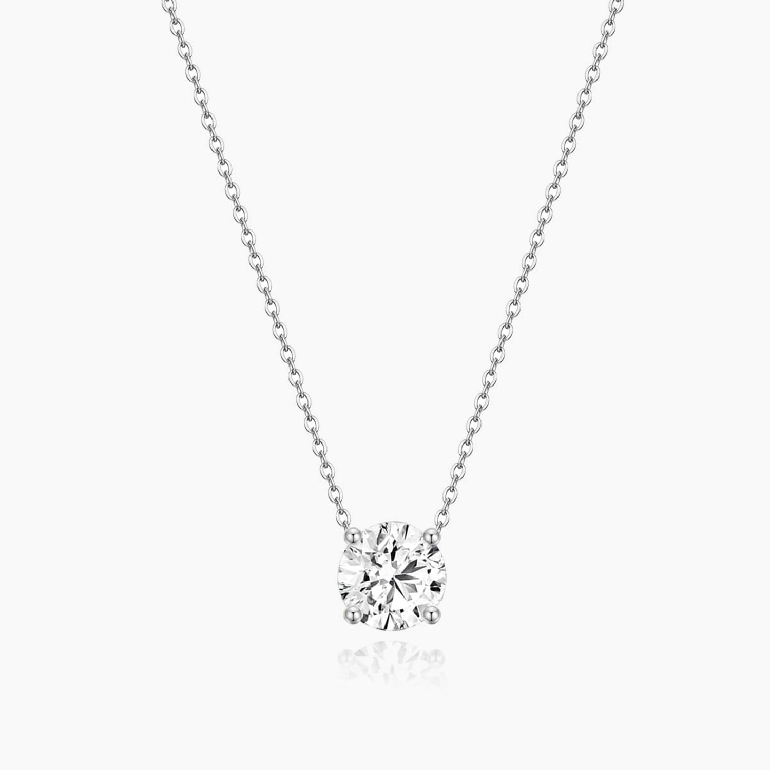 solitaire necklace for women, sterling silver necklace, silver gemstone necklace, cubic zirconia necklace, cz necklace, dainty necklace, 1 ct cz stones