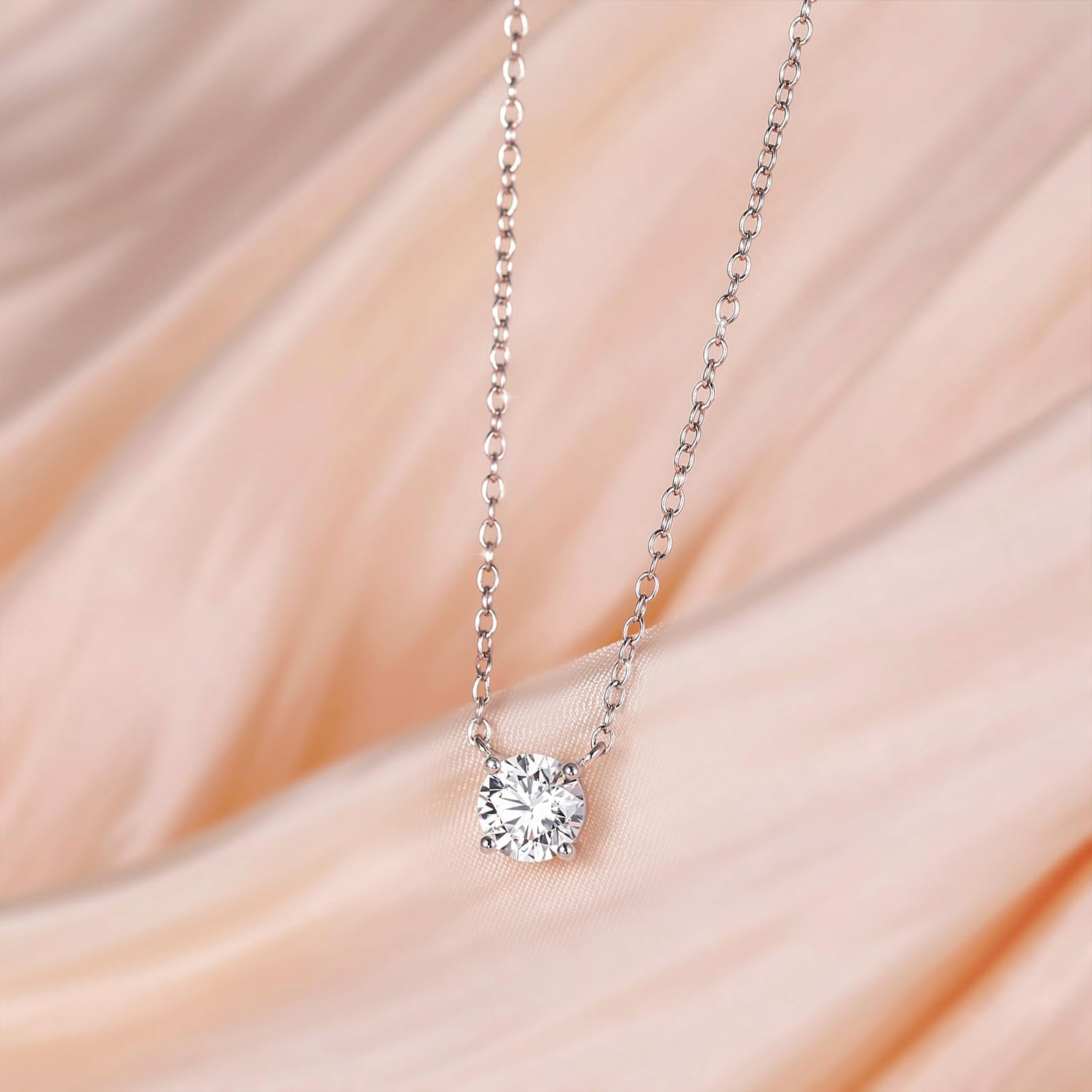 solitaire necklace for women, sterling silver necklace, silver gemstone necklace, cubic zirconia necklace, cz necklace, dainty necklace