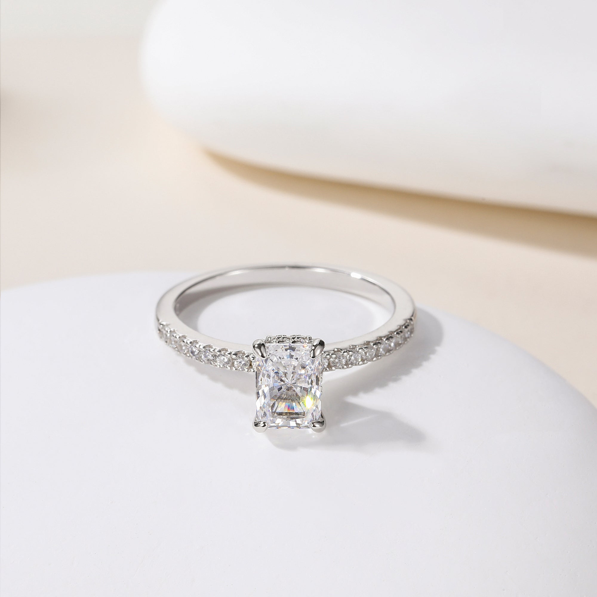 radiant cut ring, sterling silver rings for women, affordable wedding rings, cubic zirconia ring, 1ct ring, sterling silver cubic zirconia rings, travel ring, cheap rings, inexpensive promise ring, cz engagement rings, travel ring, silver engagement rings