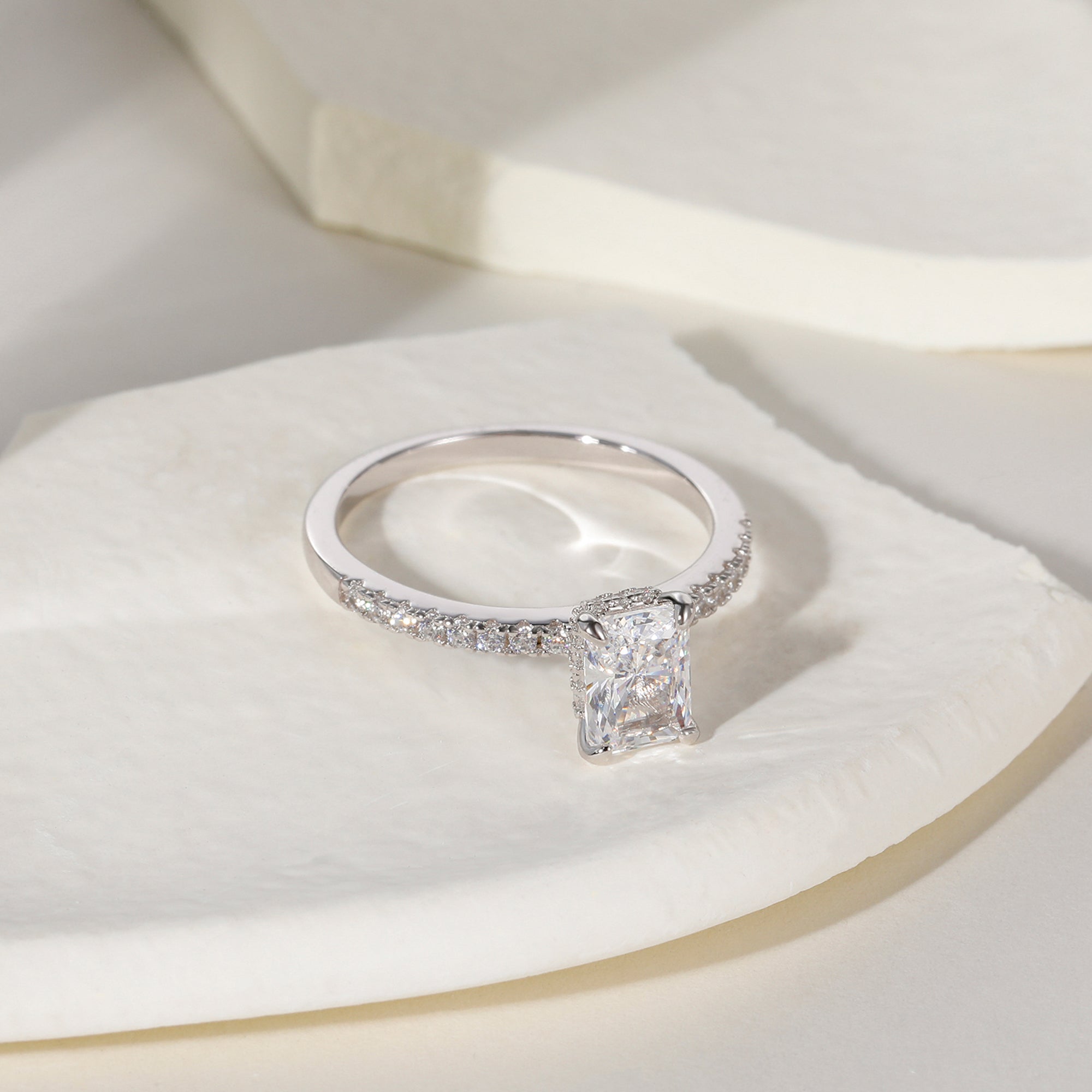 radiant cut ring, sterling silver rings for women, affordable wedding rings, cubic zirconia ring, 1ct ring, sterling silver cubic zirconia rings, travel ring, cheap rings, inexpensive promise ring, cz engagement rings, travel ring, silver engagement rings