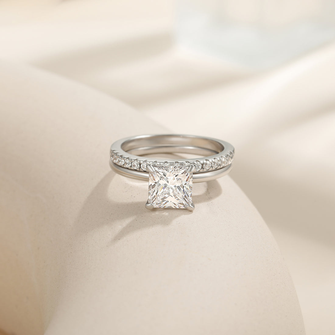 fake bridal set rings, silver cubic zirconia ring set, cubic zirconia ring set, silver wedding band sets, cheap wedding ring sets, travel wedding ring sets