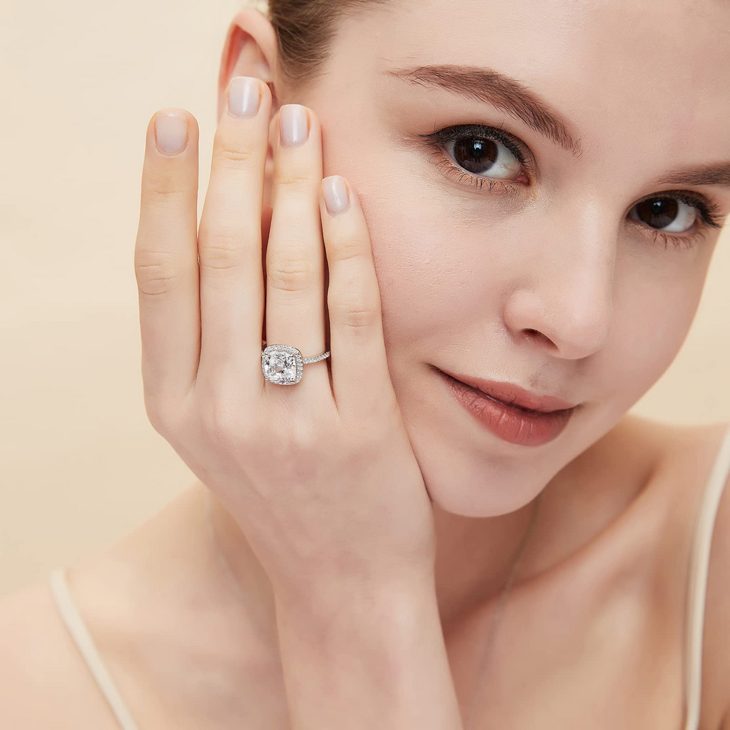 fake diamond ring, travel ring, sterling silver ring, stunning wedding rings, Eamti, cubic zirconia ring, stackable ring, affordable jewelry for woman, cheap ring under $50
