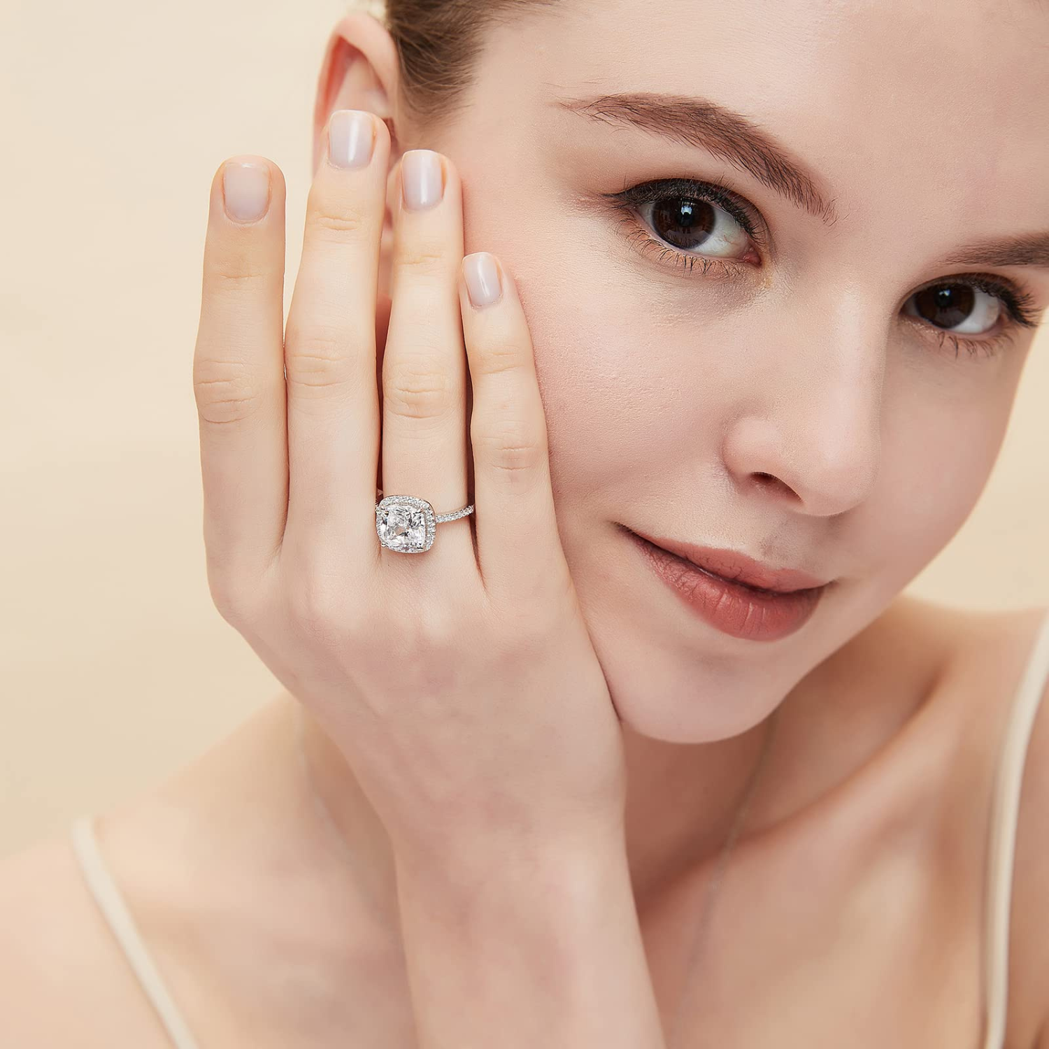 fake diamond ring, travel ring, sterling silver ring, stunning wedding rings, Eamti, cubic zirconia ring, stackable ring, affordable jewelry for woman, cheap ring under $50