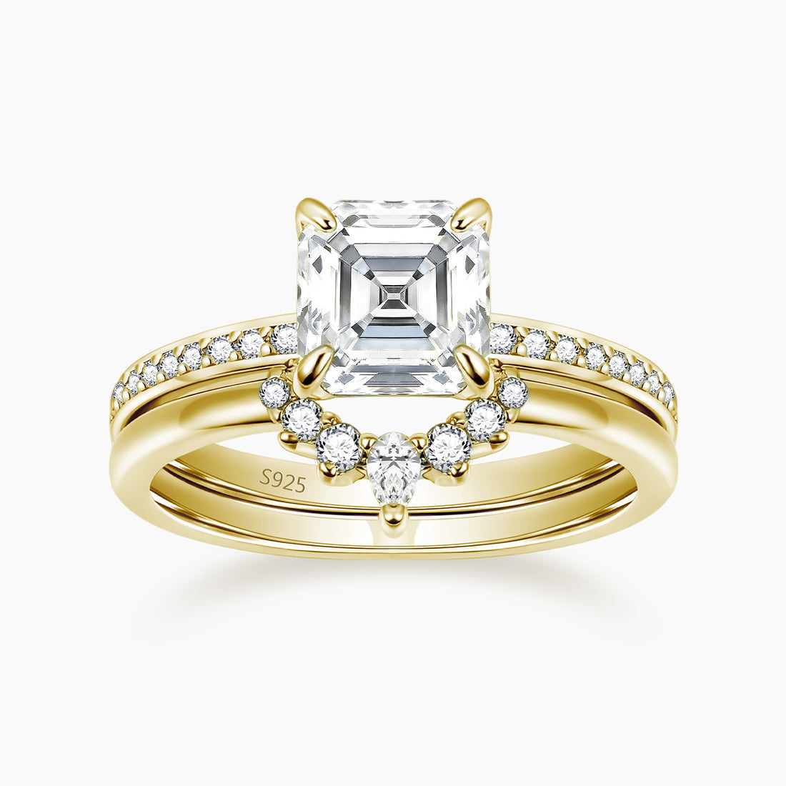 cheap wedding ring sets, fake bridal set rings, gold wedding band sets, cubic zirconia ring, stackable ring