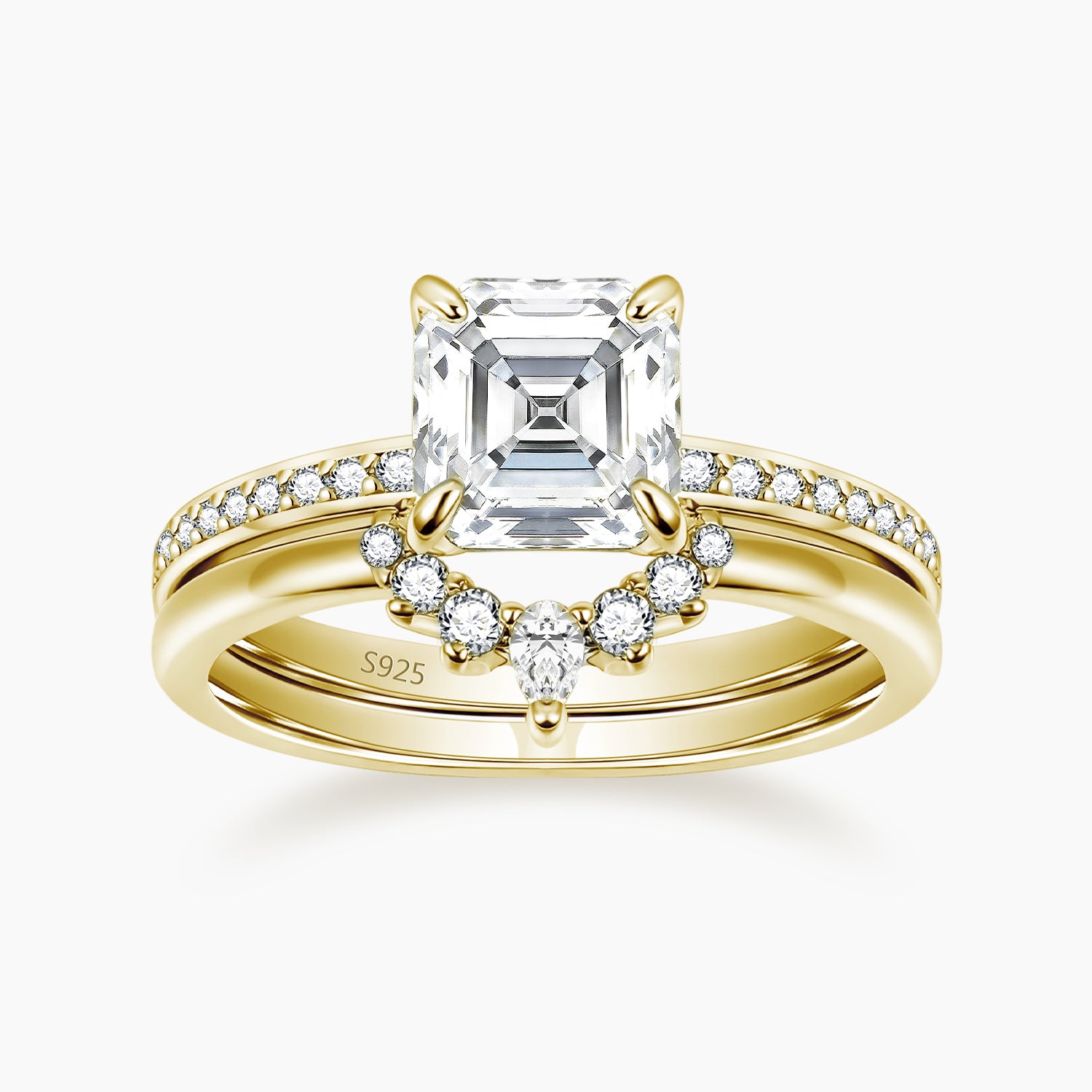 cheap wedding ring sets, fake bridal set rings, gold wedding band sets, cubic zirconia ring, stackable ring