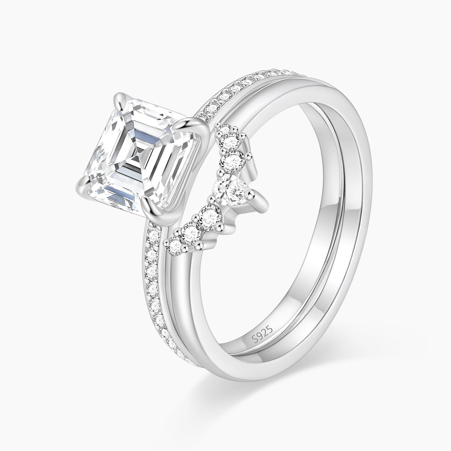 cheap wedding ring sets, asscher cut ring, cubic zirconia ring, sterling silver ring, silver wedding rings, crown rings, cheap cubic zirconia ring, fake bridal set rings