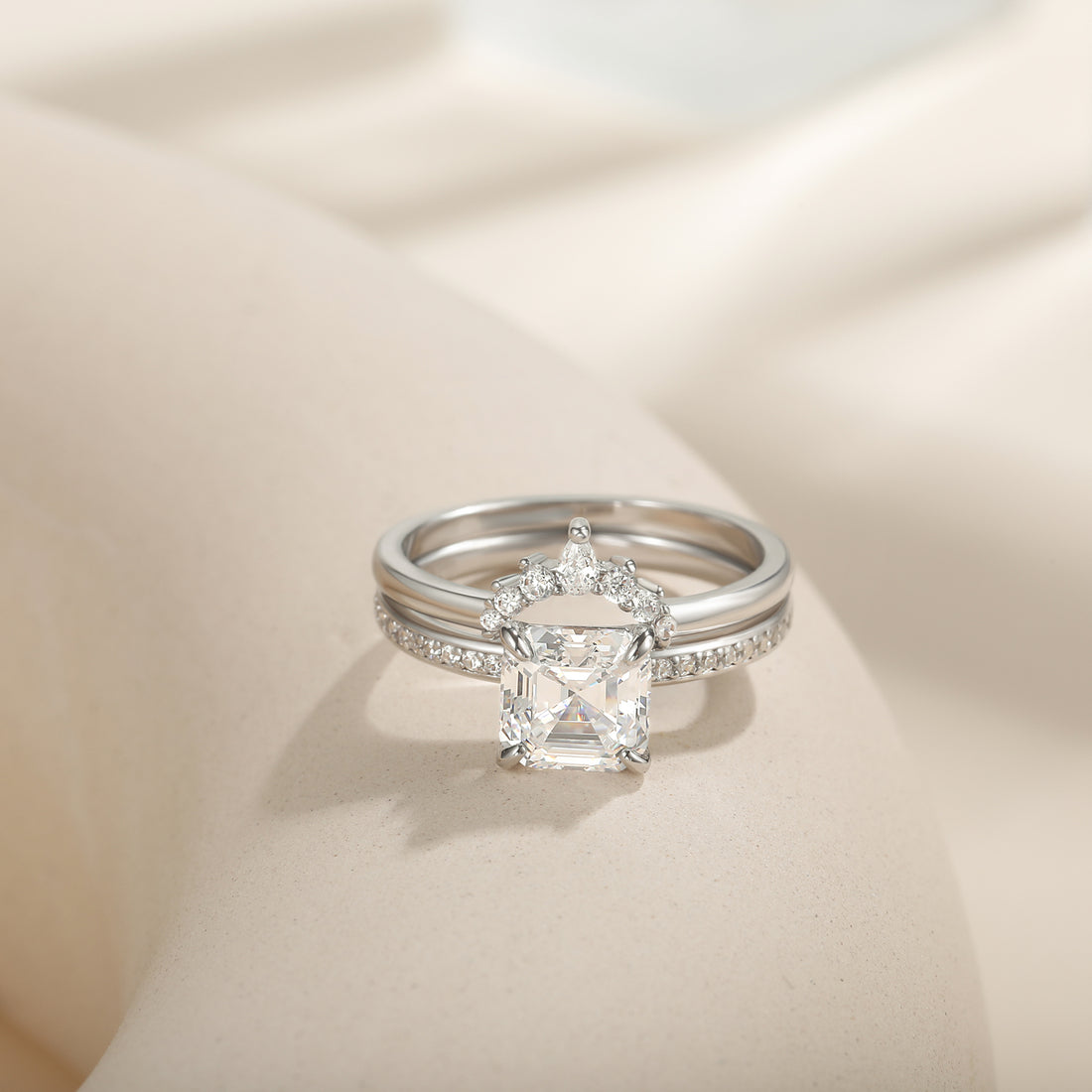 cheap wedding ring sets, asscher cut ring, cubic zirconia ring, sterling silver ring, silver wedding rings, crown rings, cheap cubic zirconia ring, fake bridal set rings