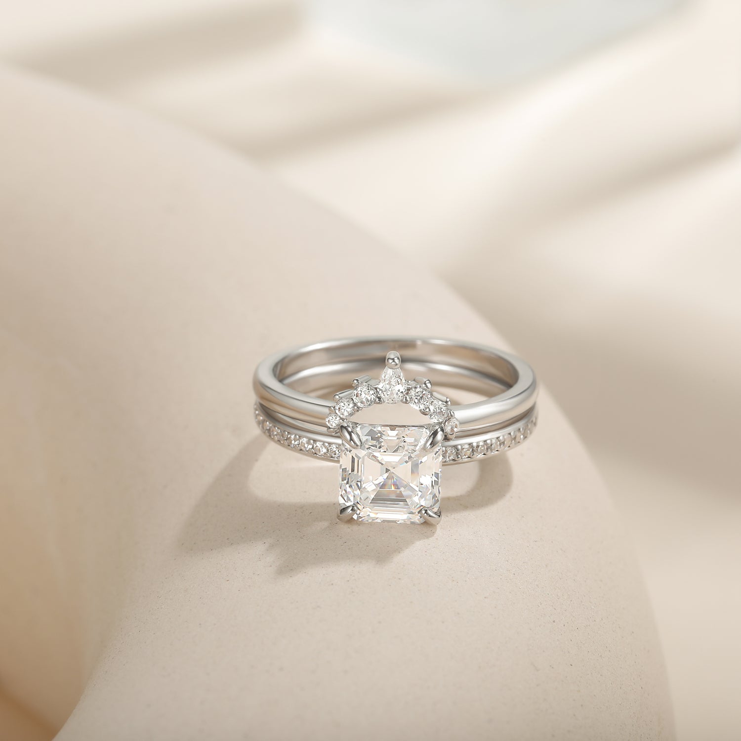 cheap wedding ring sets, asscher cut ring, cubic zirconia ring, sterling silver ring, silver wedding rings, crown rings, cheap cubic zirconia ring, fake bridal set rings