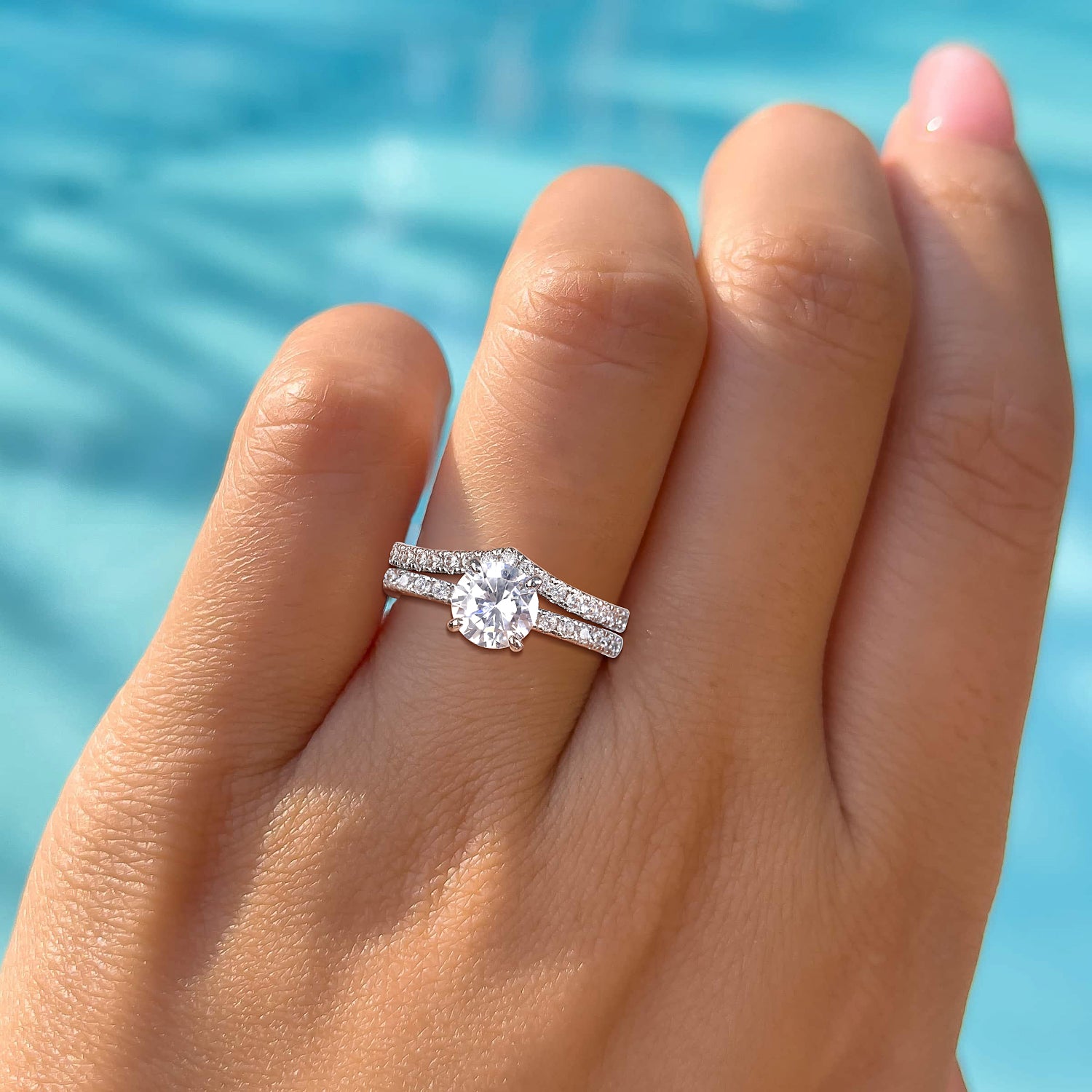 fake bridal set rings, round engagement rings, travel wedding ring sets, cubic zirconia ring sets, cheap wedding ring sets, silver wedding rings for women, stackable ring