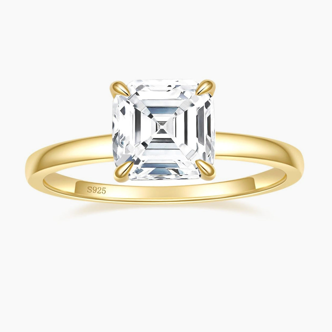 2CT engagement ring, asscher cut ring, cubic zirconia ring, sterling silver ring, cubic zirconia engagement ring, asscher, gold plated wedding ring