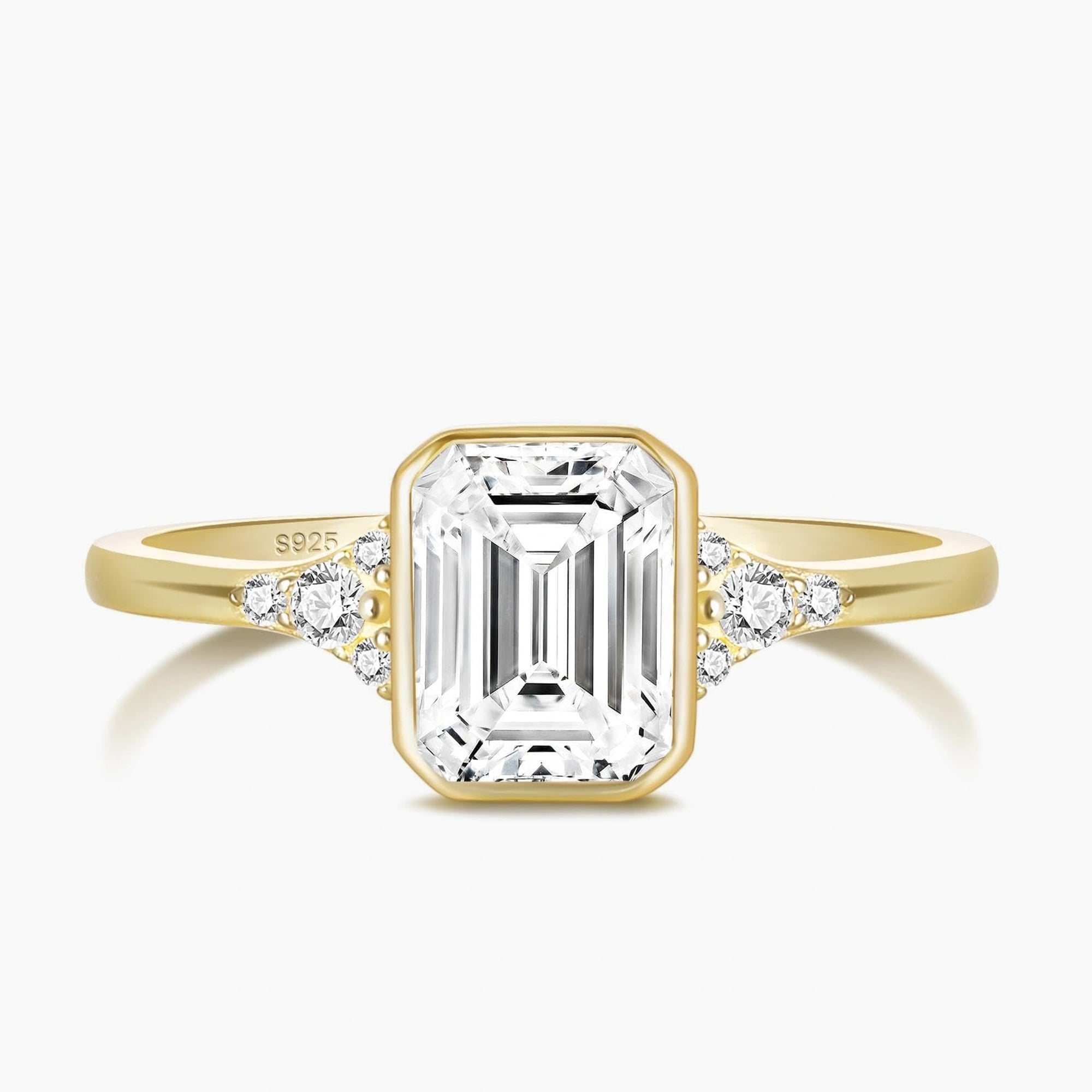 bezel engagement rings, emerald cut engagement rings, emerald cut, emerald diamond, emerald cut diamond ring, emerald cut ring, emerald diamond ring, fake diamond rings, cubic zirconia engagement rings, cubic zirconia wedding rings, silver engagement rings, cz stones, travel rings