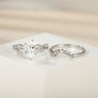 fake bridal set rings, pear cut ring, cubic zirconia ring, sterling silver ring, crown ring, cubic zirconia engagement ring, affordable jewelry, travel ring, CZ Stones, cheap wedding ring sets