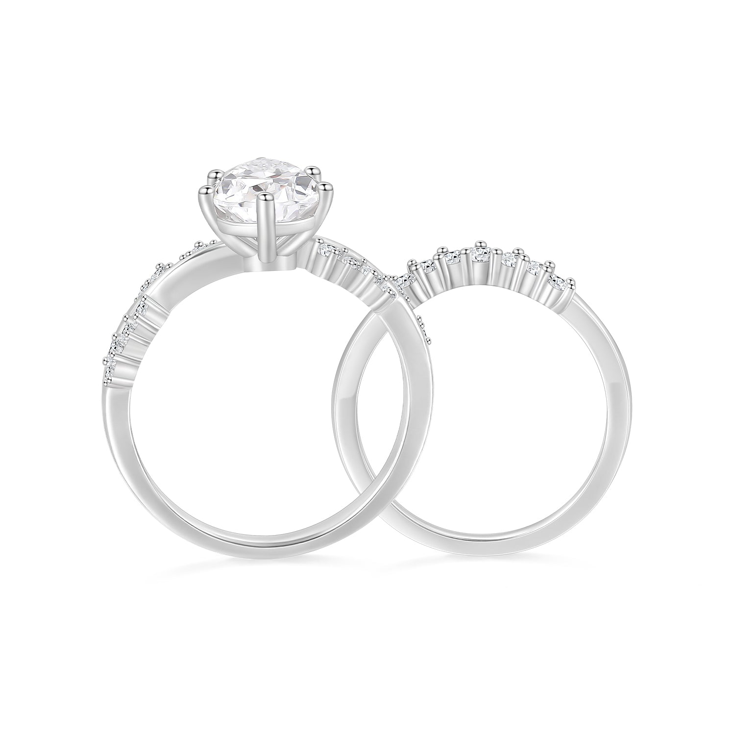 fake bridal set rings, pear cut ring, cubic zirconia ring, sterling silver ring, crown ring, cubic zirconia engagement ring, affordable jewelry, travel ring, CZ Stones, cheap wedding ring sets