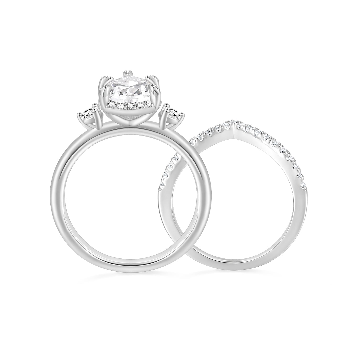 fake bridal ring sets, pear shape ring, cubic zirconia silver ring for women, affordable wedding rings, cheap wedding ring sets