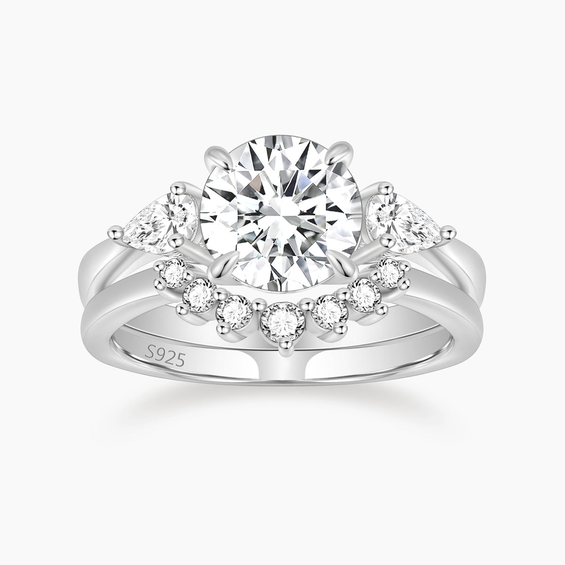 s925 round cut wedding ring, cubic zirconia rings for women, affordable silver engagement rings, cheap wedding ring sets, fake bridal set rings