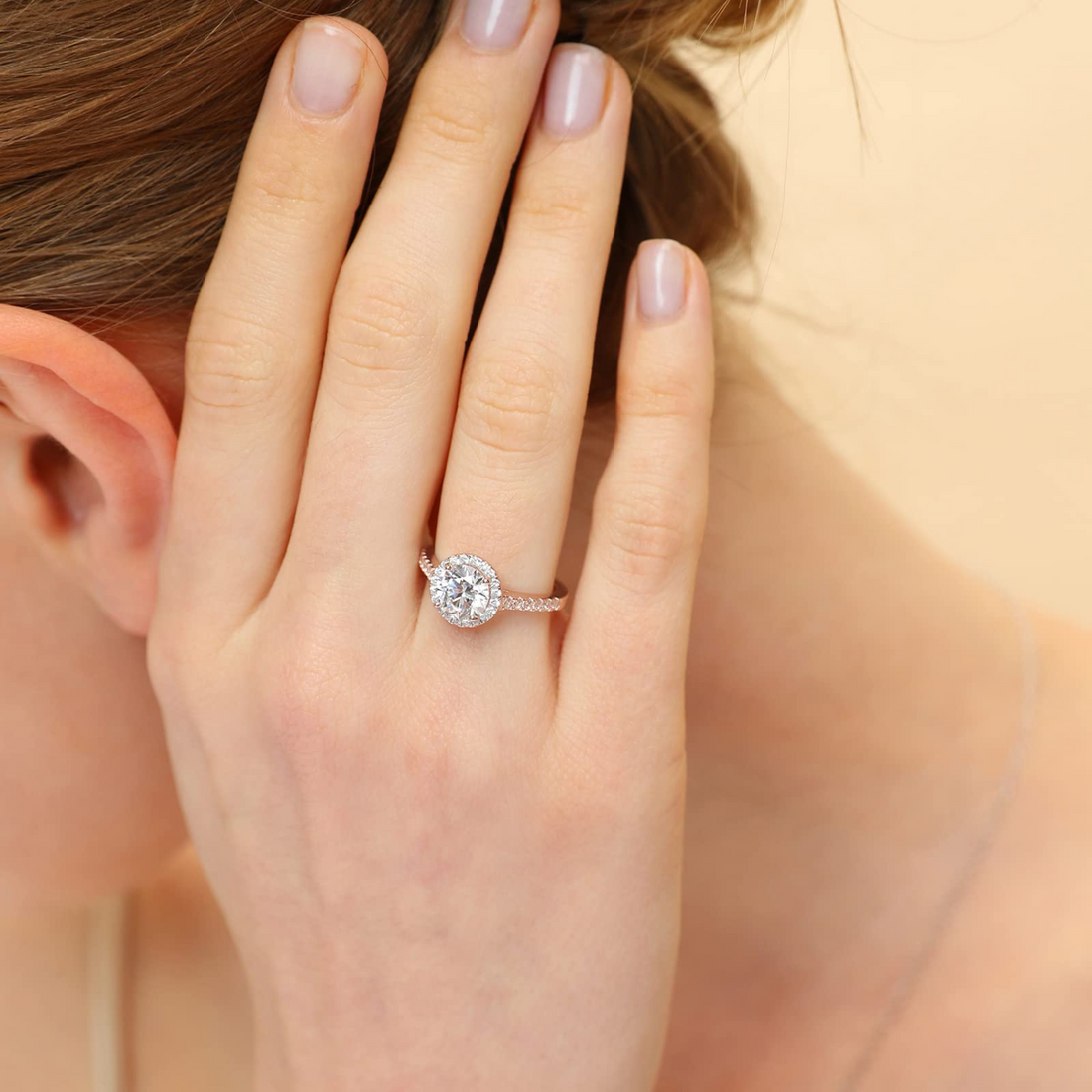 round halo gemstone rings; stunning rings for women; Eamti, cubic zirconia ring, stackable ring, affordable jewelry for woman, cheap ring under $50, sterling silver wedding ring