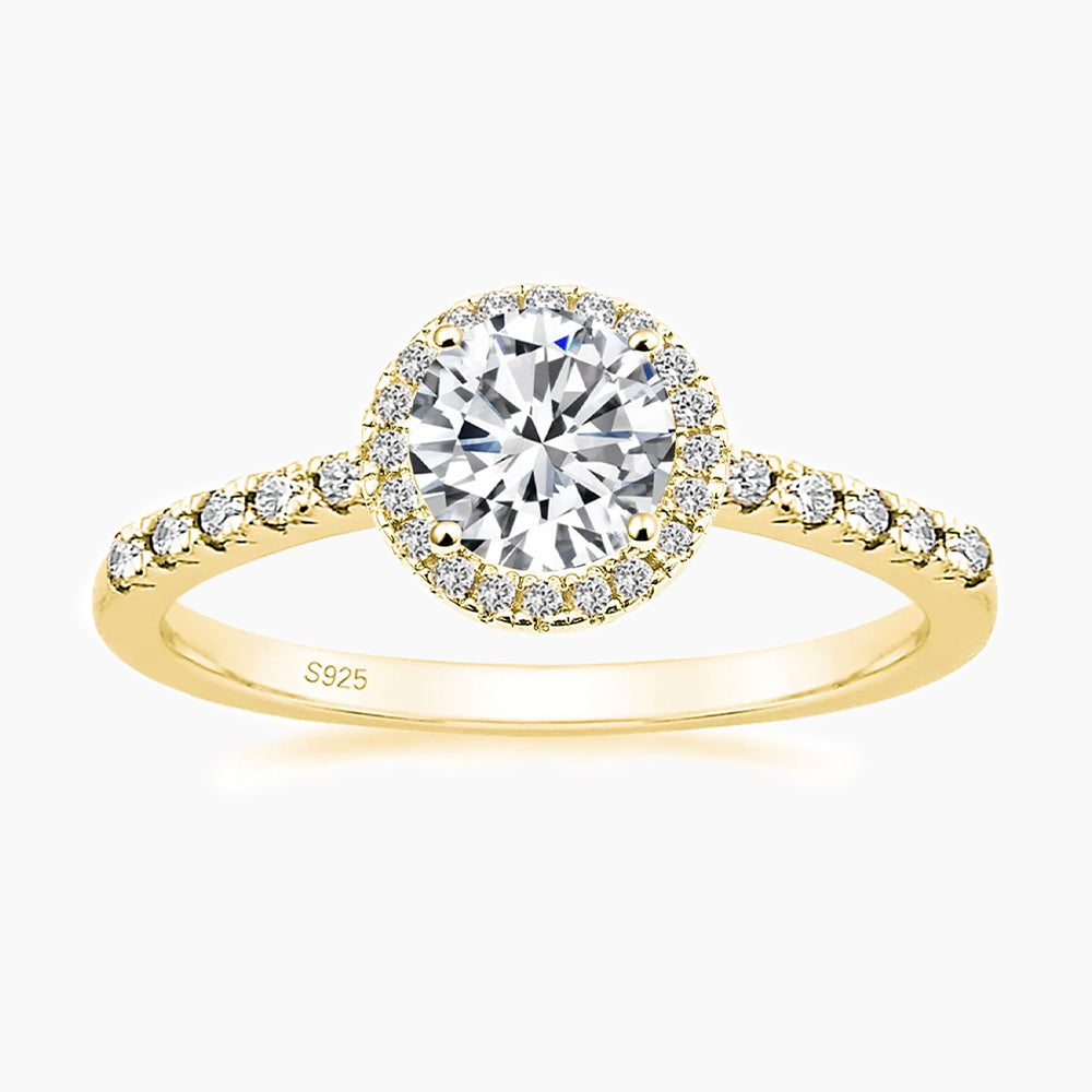 round halo gemstone rings, stunning rings for women, s925 wedding rings for women, gold vemeil wedding rings, halo cubic zirconia ring, round cut wedding ring