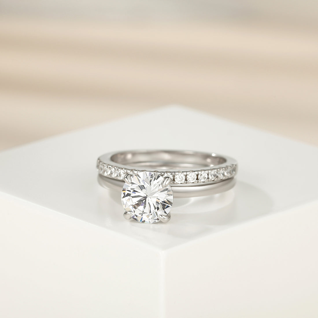 fake bridal set rings, silver cubic zirconia ring set, cubic zirconia ring set, silver wedding band sets, cheap wedding ring sets, travel wedding ring sets