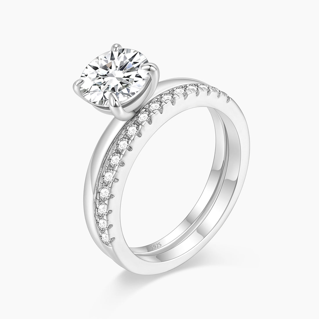 fake bridal set rings, silver cubic zirconia ring set, cubic zirconia ring set, silver wedding band sets, cheap wedding ring sets, travel wedding ring sets