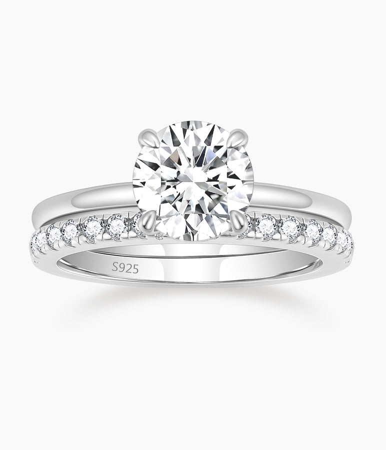 fake bridal set rings, silver cubic zirconia ring set, cubic zirconia ring set, cubic zirconia wedding rings, 2ct wedding ring set, cheap wedding ring sets, stackable ring