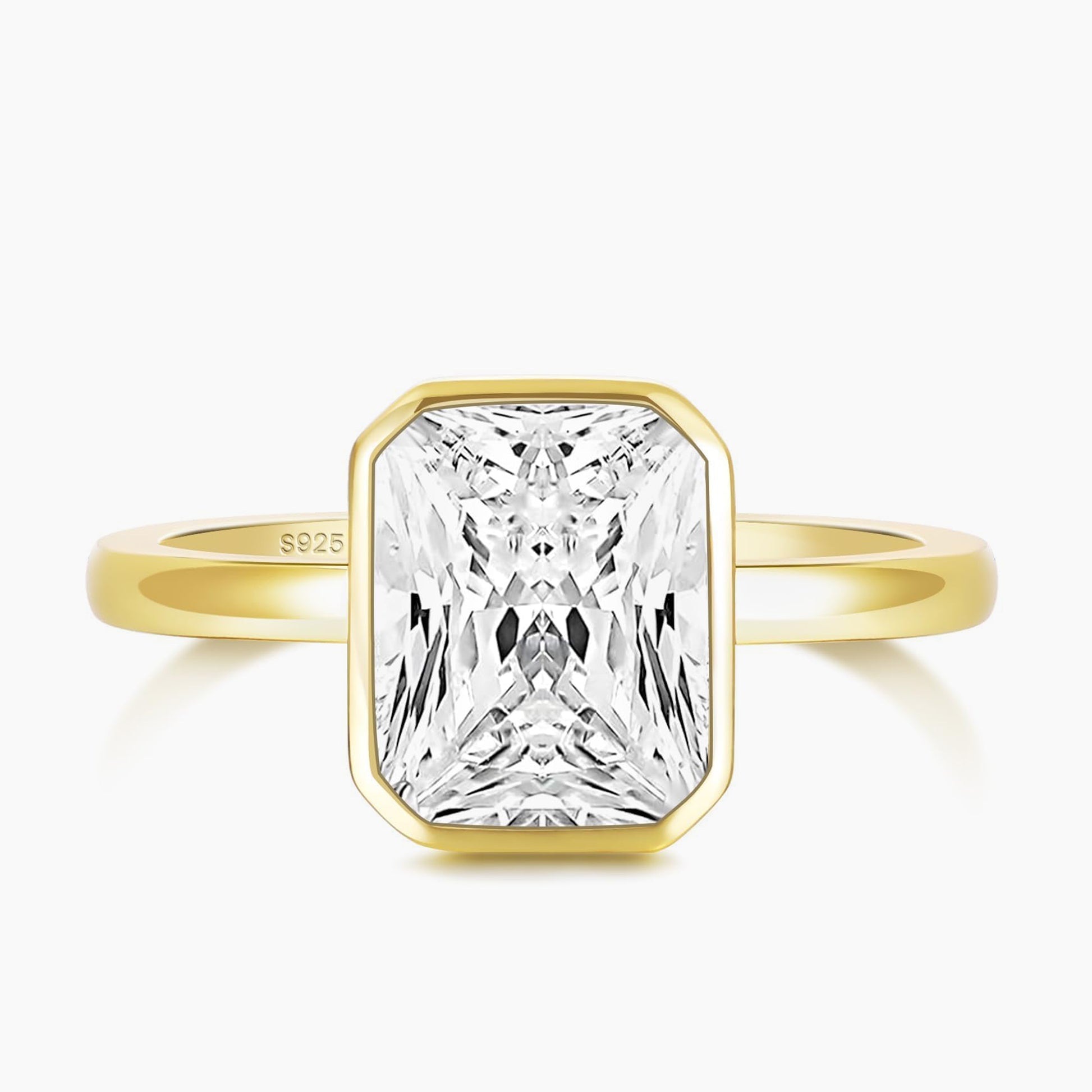 bezel engagement rings, radiant cut engagement rings, radiant cut, radiant diamond, radiant cut diamond ring, radiant cut ring, radiant diamond ring, 1 carat radiant cut diamond ring, cubic zirconia engagement rings, cubic zirconia wedding rings, silver engagement rings, cz stones, travel rings