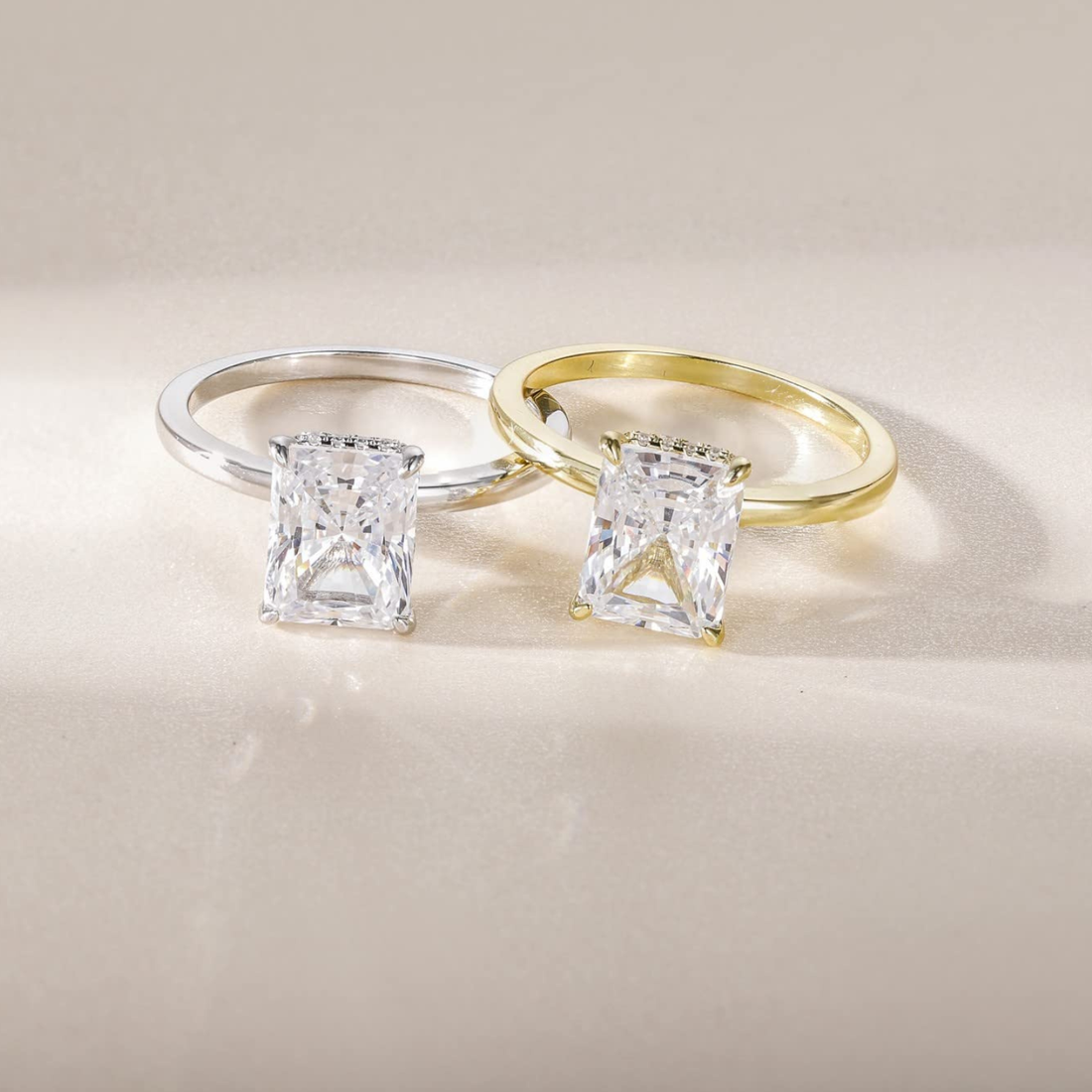 Anello di fidanzamento con zirconi cubici a taglio radiante S925 3CT