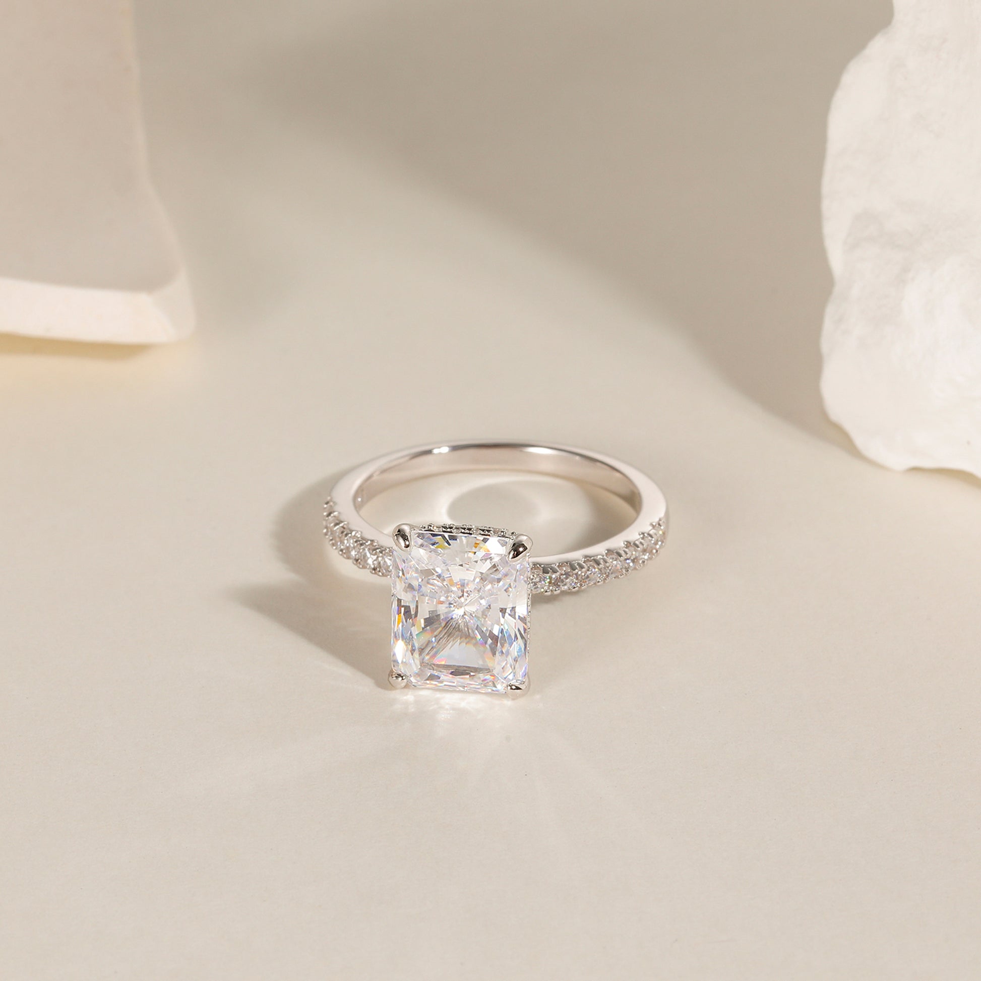 radiant cut ring, sterling silver rings for women, affordable wedding rings, cubic zirconia ring, 4ct ring, sterling silver cubic zirconia rings, travel ring, cheap rings, inexpensive promise ring, cz engagement rings, silver engagement rings, cubic zirconia usa, fake diamond rings