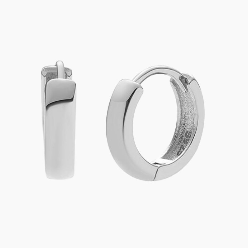 silver huggie, huggie earrings, hoop huggie, huggie for women