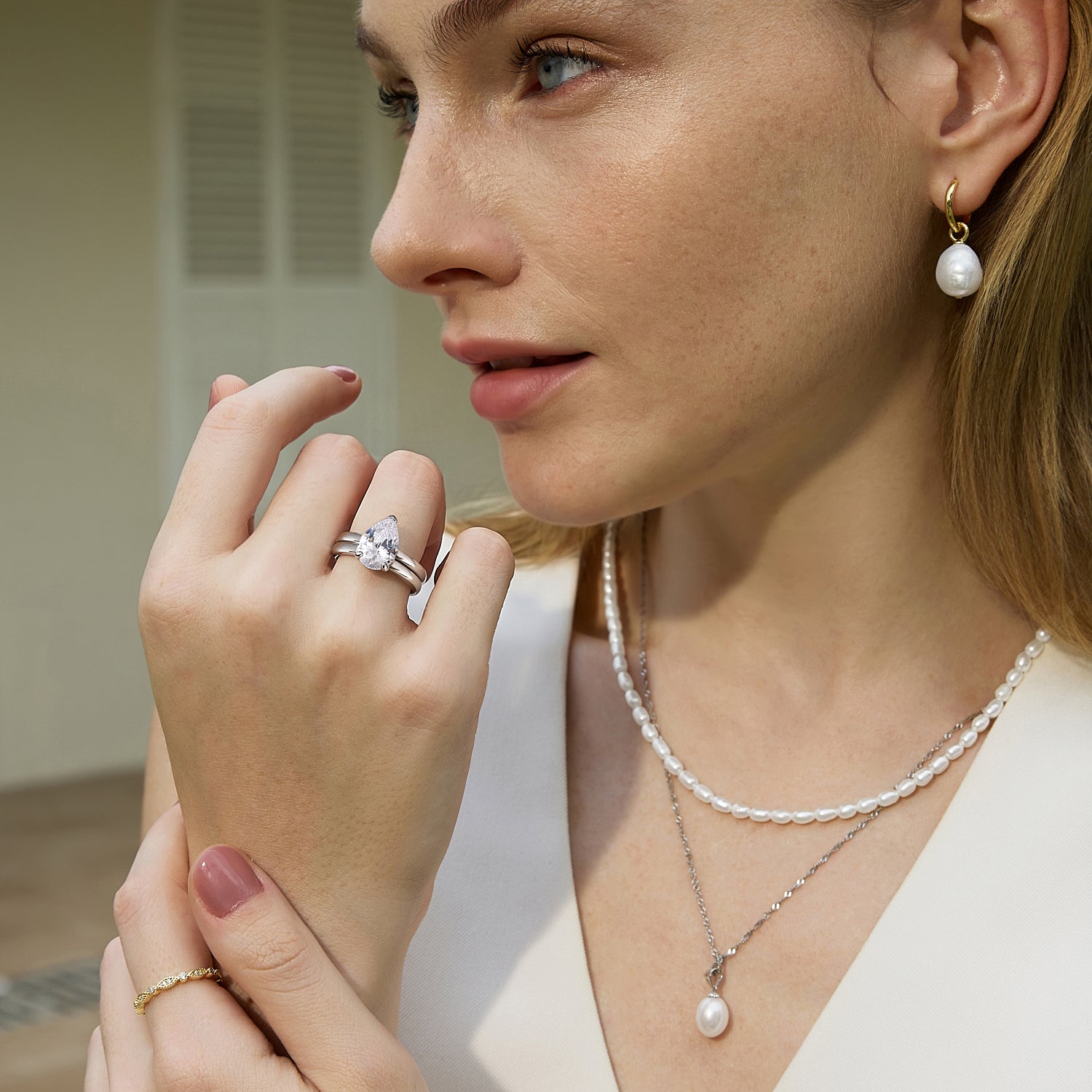 Anelli di fidanzamento a goccia in argento sterling 925 da 2 CT