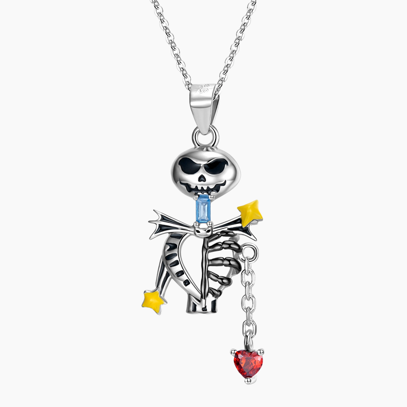 Sterling Silver Halloween Skeleton Pendant Necklace