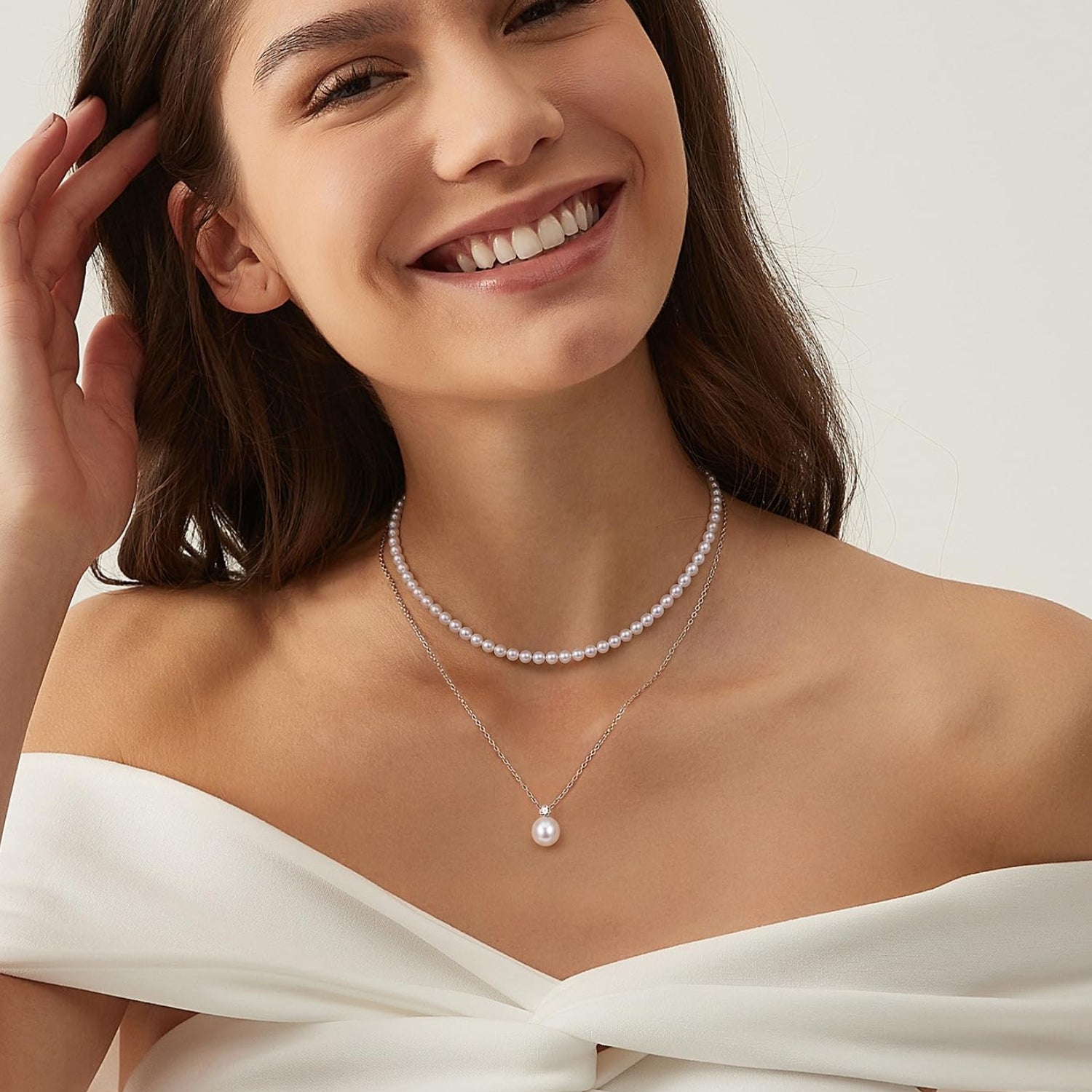 freshwater pearl necklace, Cubic Zirconia Necklace, 925 Sterling Silver Necklace, pearl pendant necklace, freshwater cultured pearls necklace, 925 sterling silver chain,pearl pendant necklace