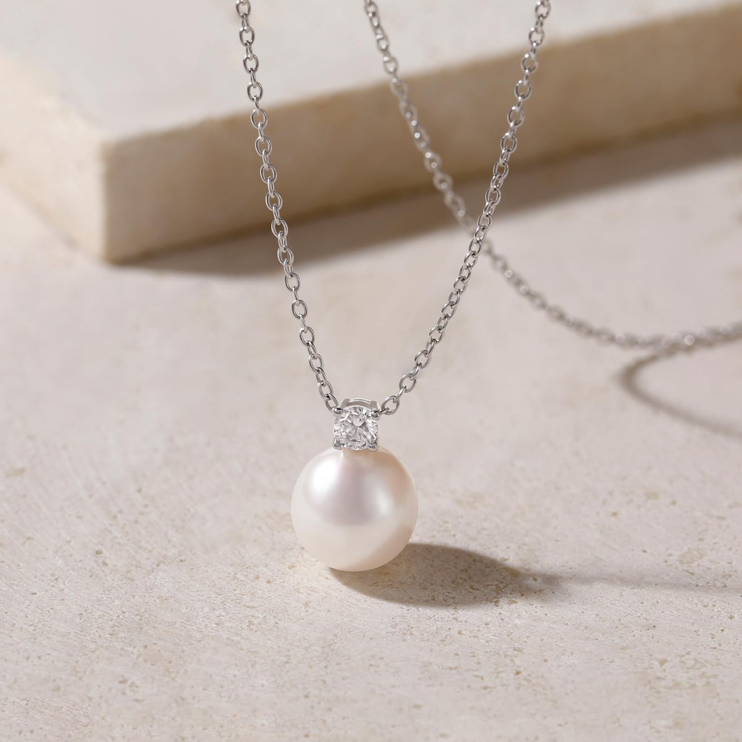 freshwater pearl necklace, Cubic Zirconia Necklace, 925 Sterling Silver Necklace, pearl pendant necklace, freshwater cultured pearls necklace, 925 sterling silver chain,pearl pendant necklace