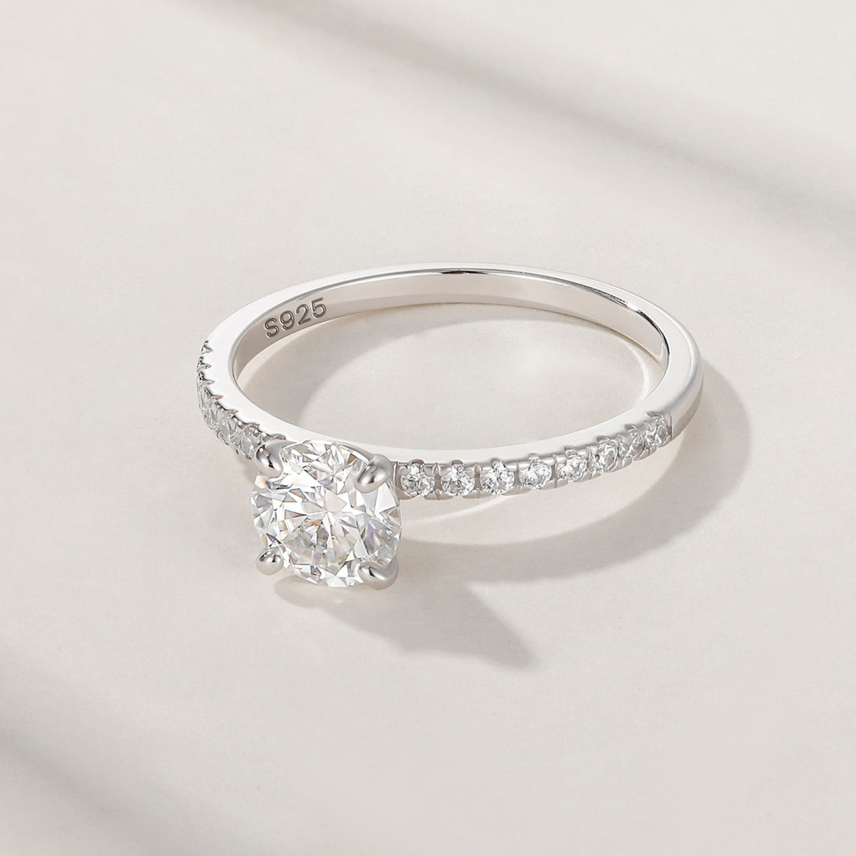 925 Sterling Silver Round Brilliant CZ Ring For Women