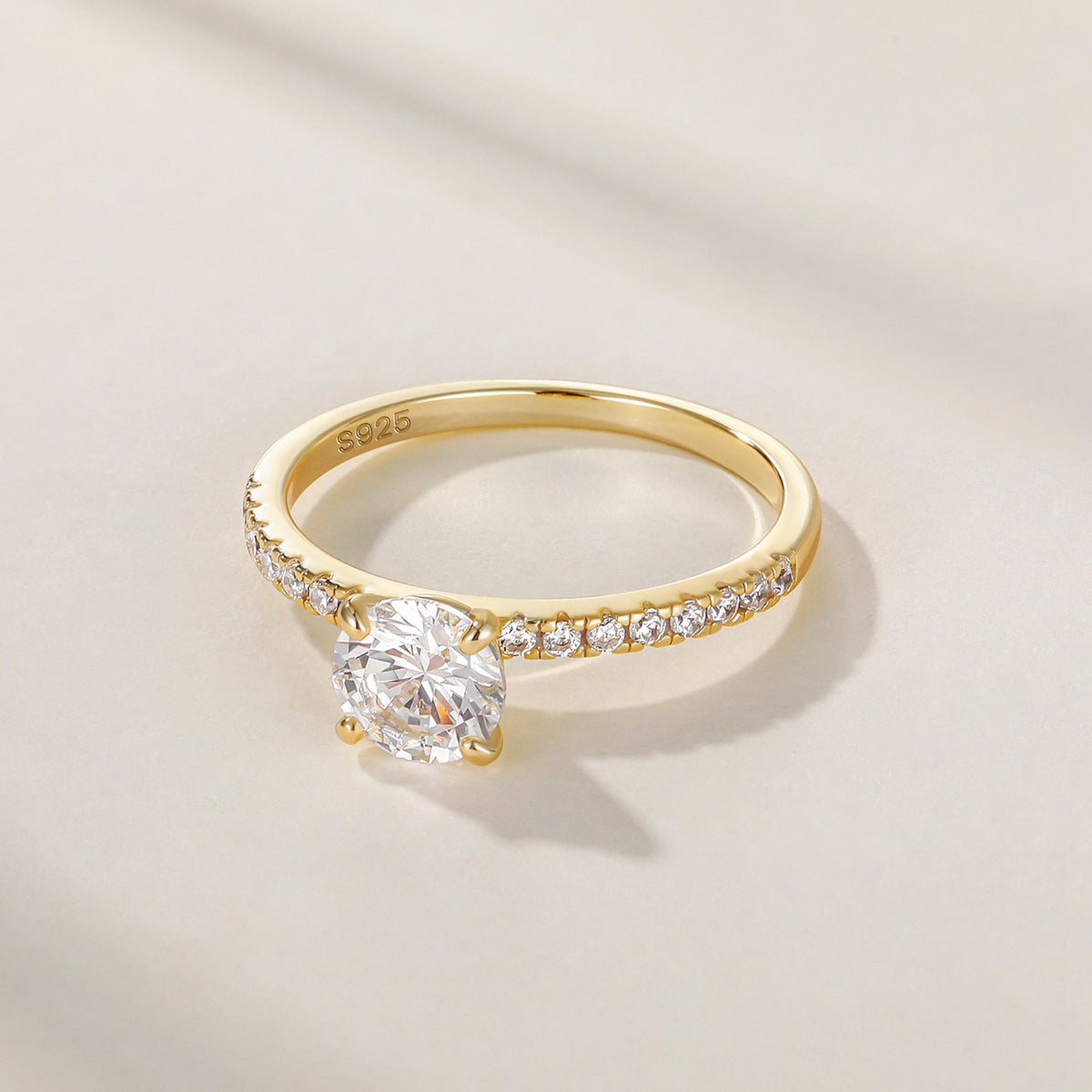 925 Sterling Silver Round Brilliant CZ Ring For Women