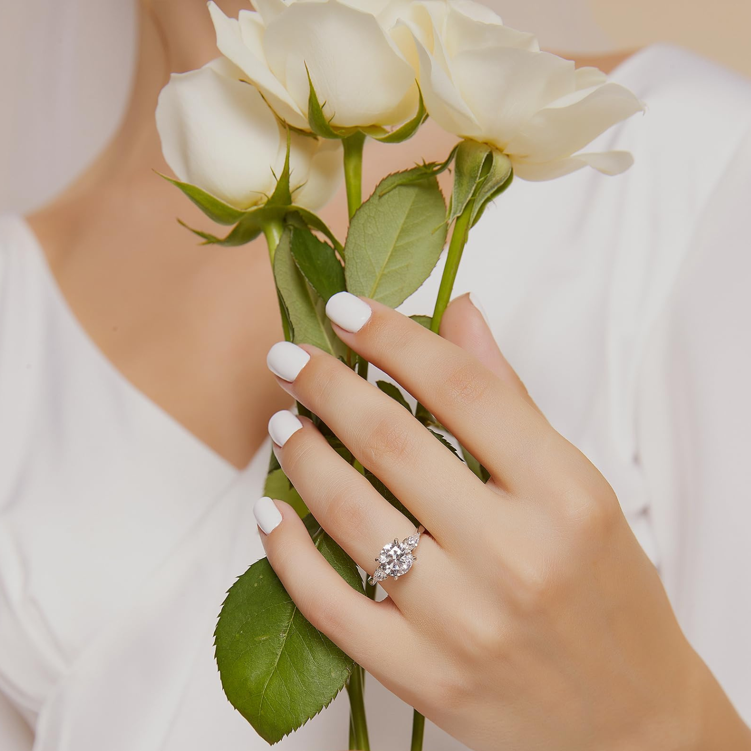 three stone ring, s925 round cut wedding ring, cubic zirconia rings for women, affordable silver engagement rings