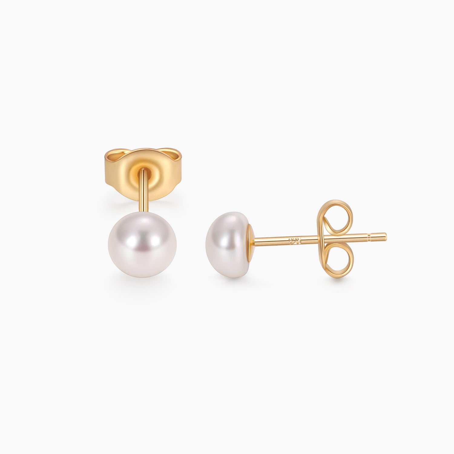 5mm pearls, classic pearl earrings, pearl stud earrings, earrings in white, gold earrings, 925 sterling silver posts, pearl bridal earrings, freshwater pearl earrings, pearl wedding earrings, pearl studs