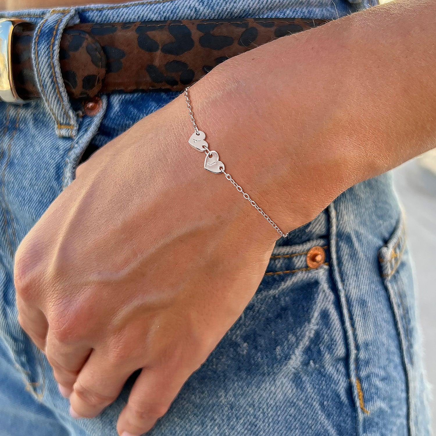 letter bracelet, heart bracelet, mom bracelet, gold