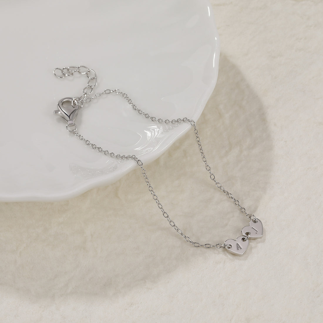 letter bracelet, heart bracelet, silver bracelet, stacking bracelets, cheap bracelet