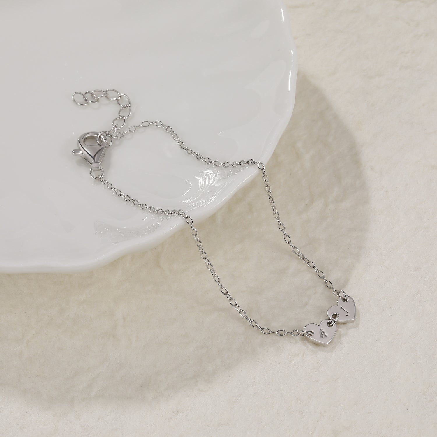 letter bracelet, heart bracelet, silver bracelet, stacking bracelets, cheap bracelet