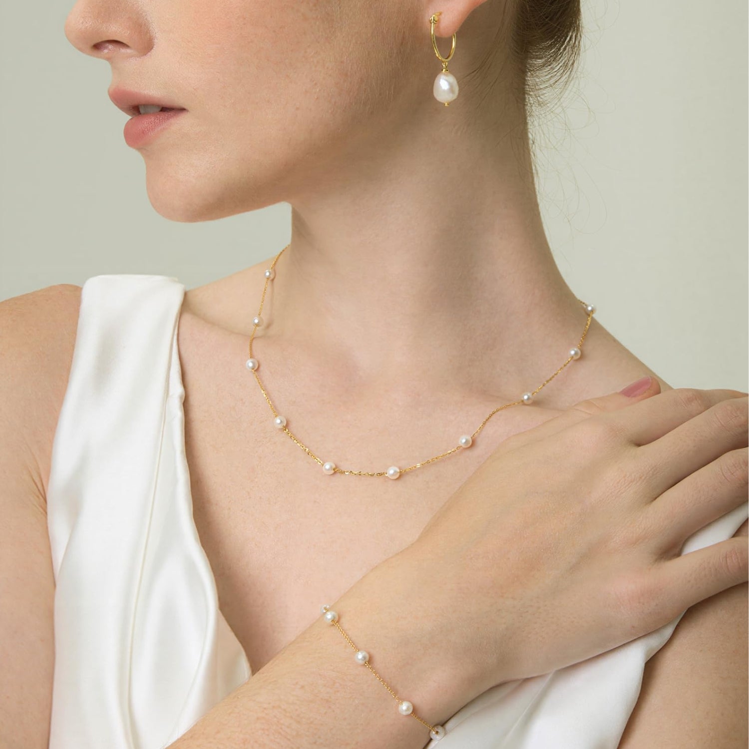  freshwater cultured pearls necklace, Pearl Station Necklace, Freshwater Pearl, 925 sterling silver chain, freshwater cultured pearls necklace, Pearl Station Necklace, Freshwater Necklace